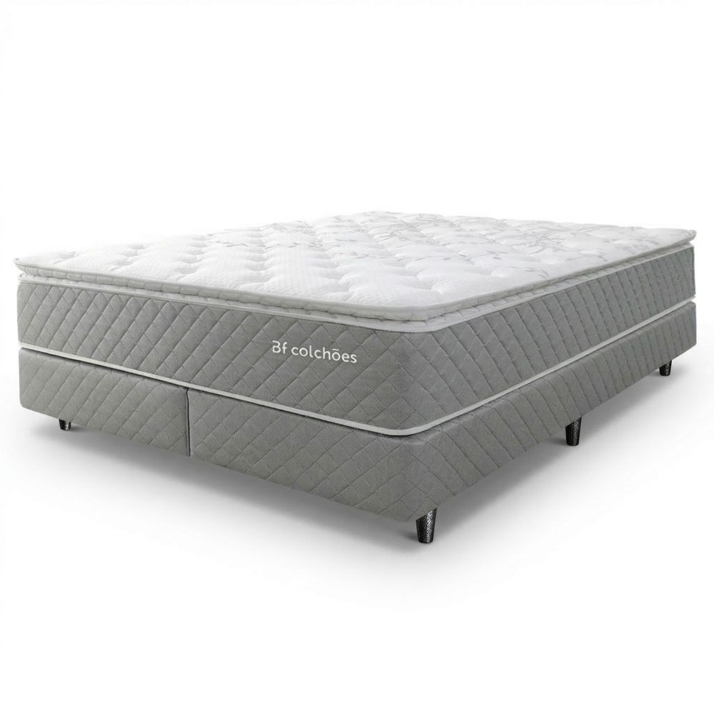 Cama Box Queen Colchão Molas Ensacadas com Pillow Top Extra Conforto158x198x67cm BF Colchões