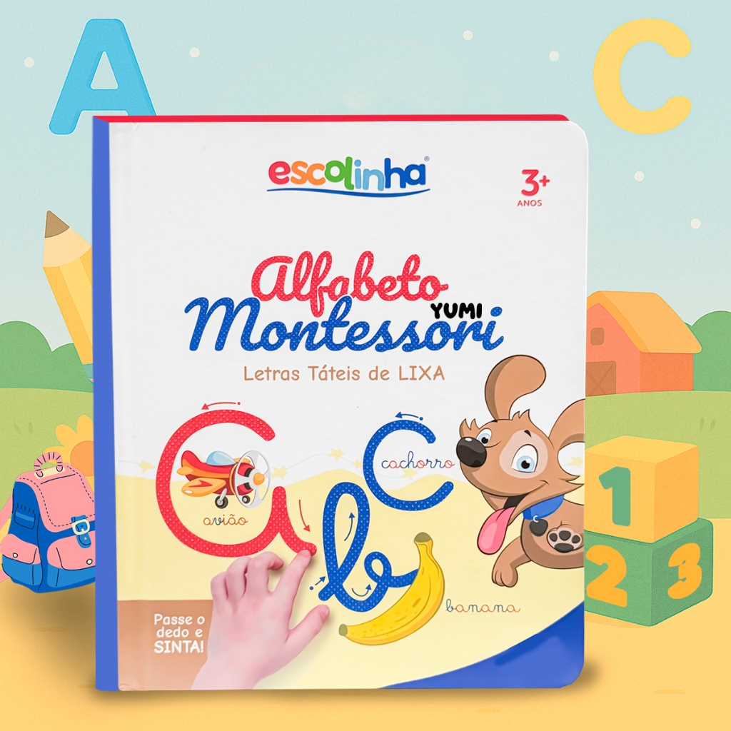 Livro Infantil Para Bebês Alfabeto com Textura Montessori | Livro Educativo Sensorial Escolinha