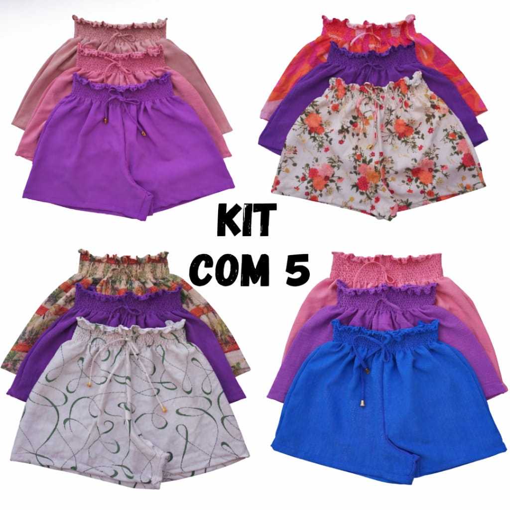 kit 5 Short Feminino Dia a Dia Meia-coxa Soltinho Grande Elástico em Oferta na Shopee