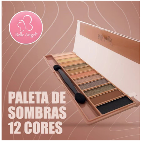 Paleta de Sombras Matte Belle Angel 12 Cores B012-2 – Tons Neutros e Alta Pigmentação ✨🎨