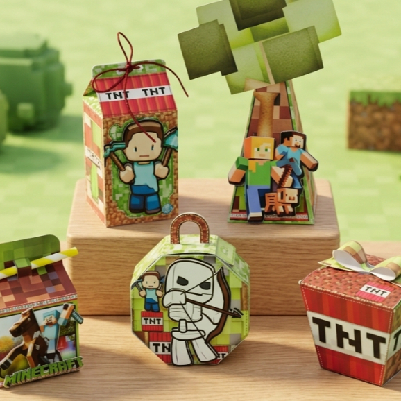 Kit festa Minecraft - PEGUE E MONTE - Caixinhas personalizadas - Lembrancinhas Aniversário.