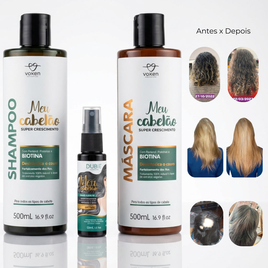Kit Meu Cabelão Super Crescimento com Biotina ( Shampoo + Máscara + Tônico)Dubie Voken