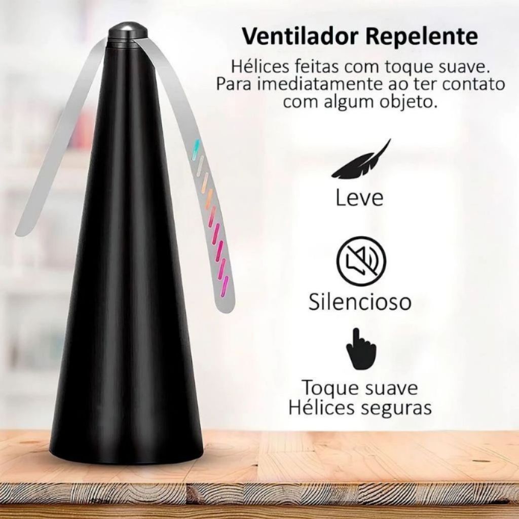 Ventilador Espanta Mosca Mosquito Portátil Silencioso a Pilha Mesa Churrasco Cozinha Restaurante Buffet