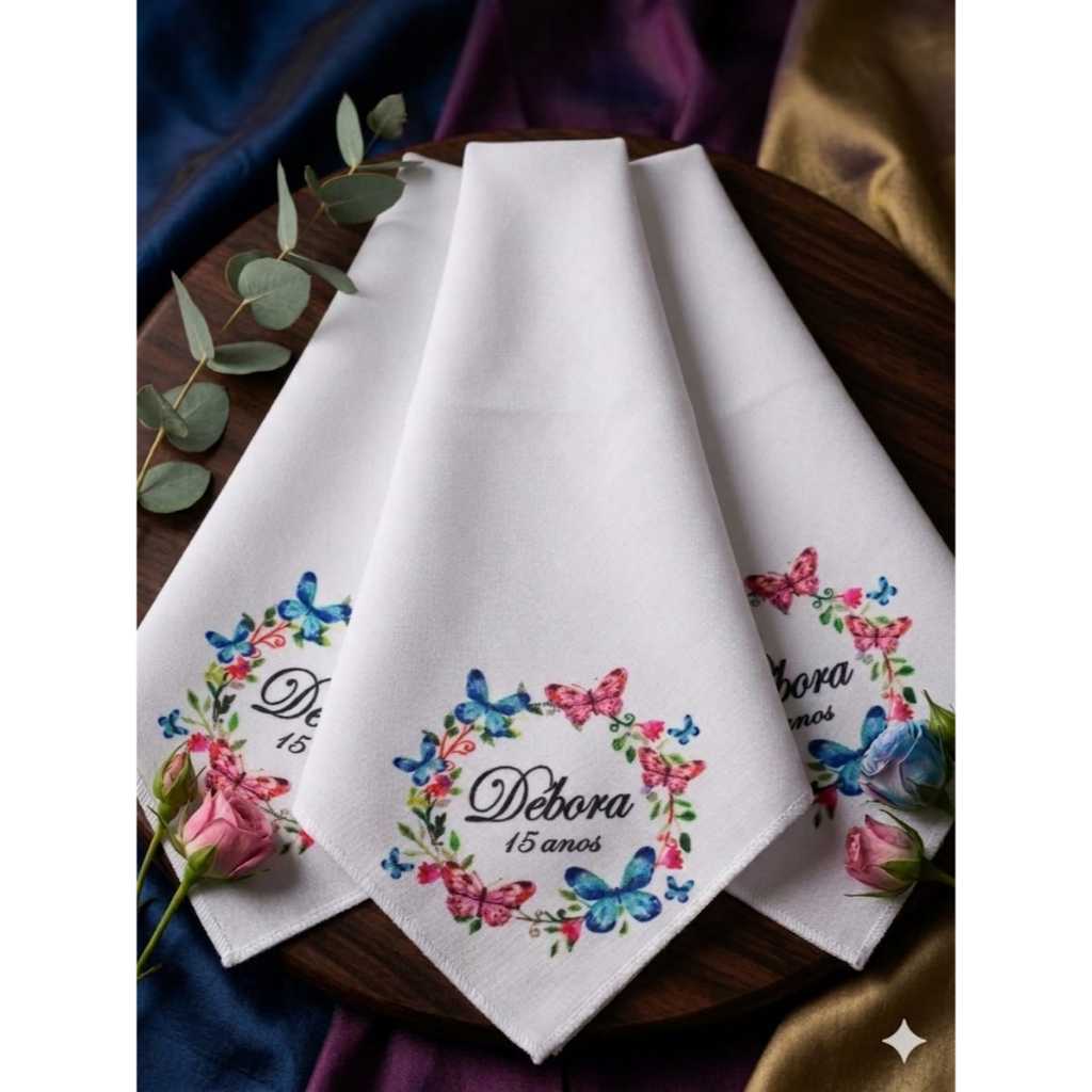 Detalhes do Kit Com 30 Guardanapos Personalizados Casamentos Noivas Decorações Mesa Posta