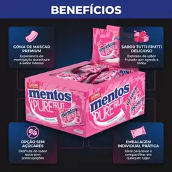 Goma de Mascar Mentos com 60 unidades Tutti Fruti