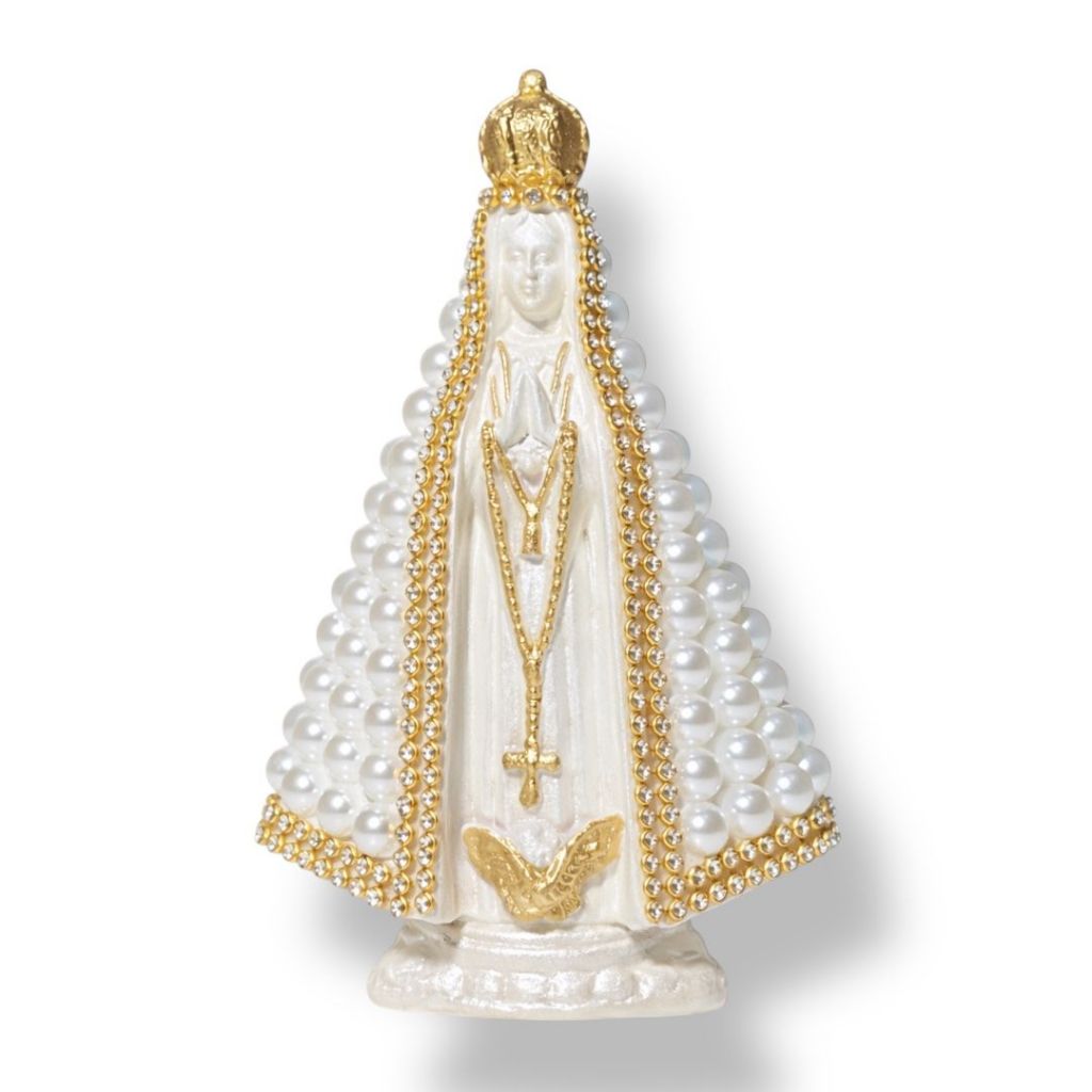 Imagem Nossa Senhora Aparecida Branca Perola 15 Cm.