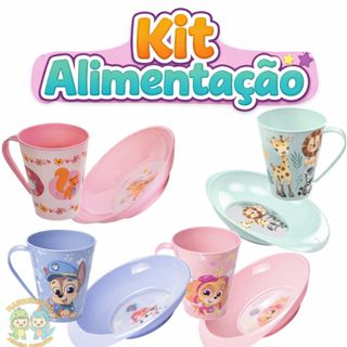 Kit Alimentação Prato + Caneca- Personagens infantil - Patrulha canina-Safari- Menino Menina bebÊ  Pratinho - Plásutil em Oferta na Shopee