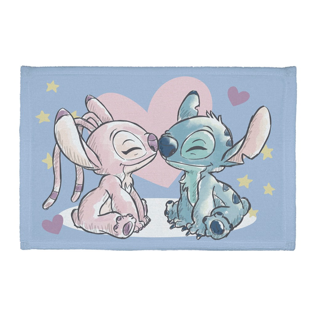 Toalha de Mão Lancheira Personagens Infantil Escolar Stitch Casal Original Lepper 28 Cm X 40 Cm