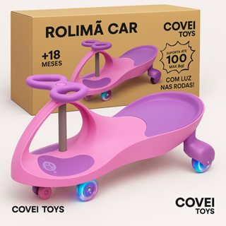 Carrinho Rolimã Car 100kg Com Volante 360° Rodas LED Triciclo Infantil Menino Menina Laranja E Azul em Oferta na Shopee