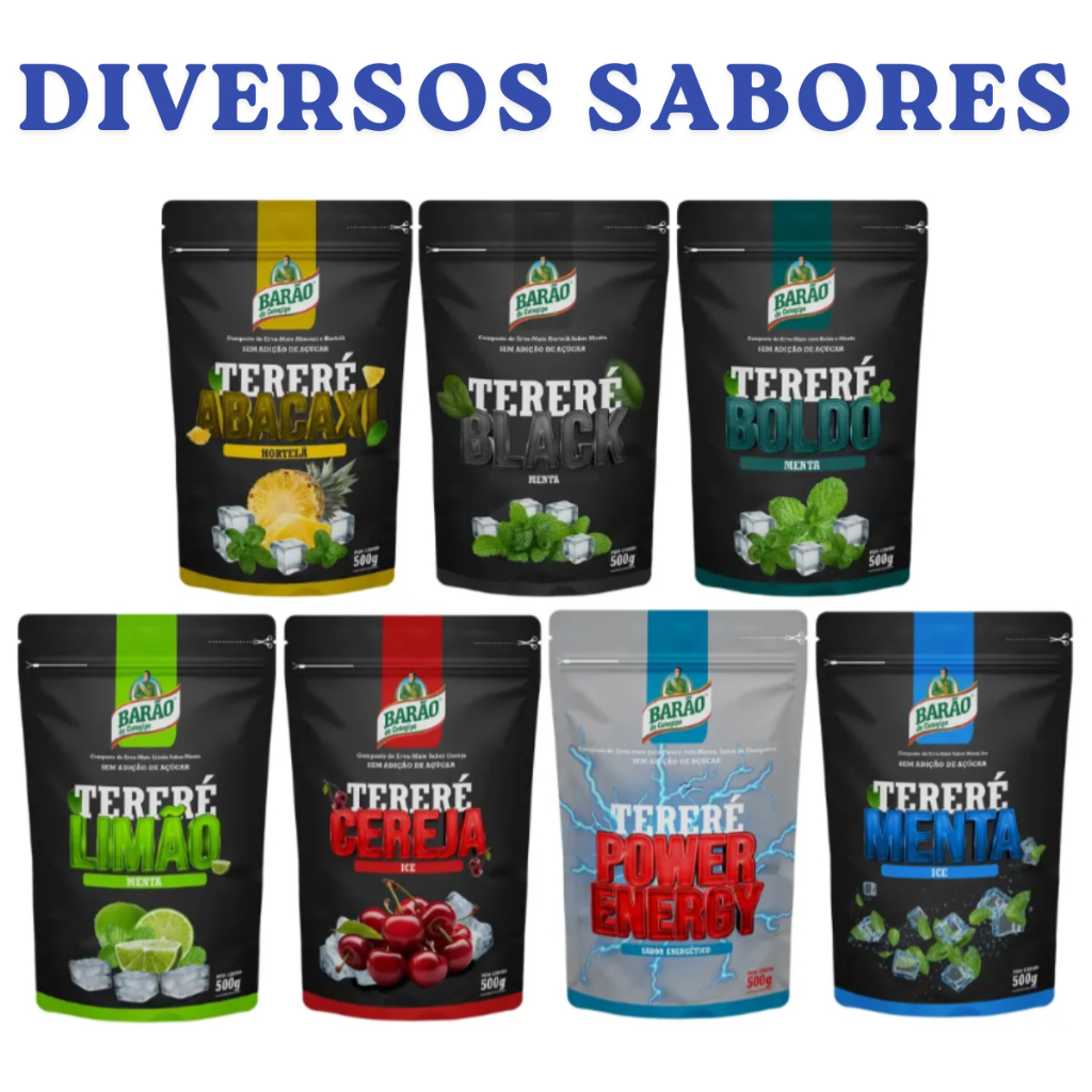 Erva de Tereré Barão Premium - Vários Sabores. Erva Mate 500g Zero Acucao e Glúten