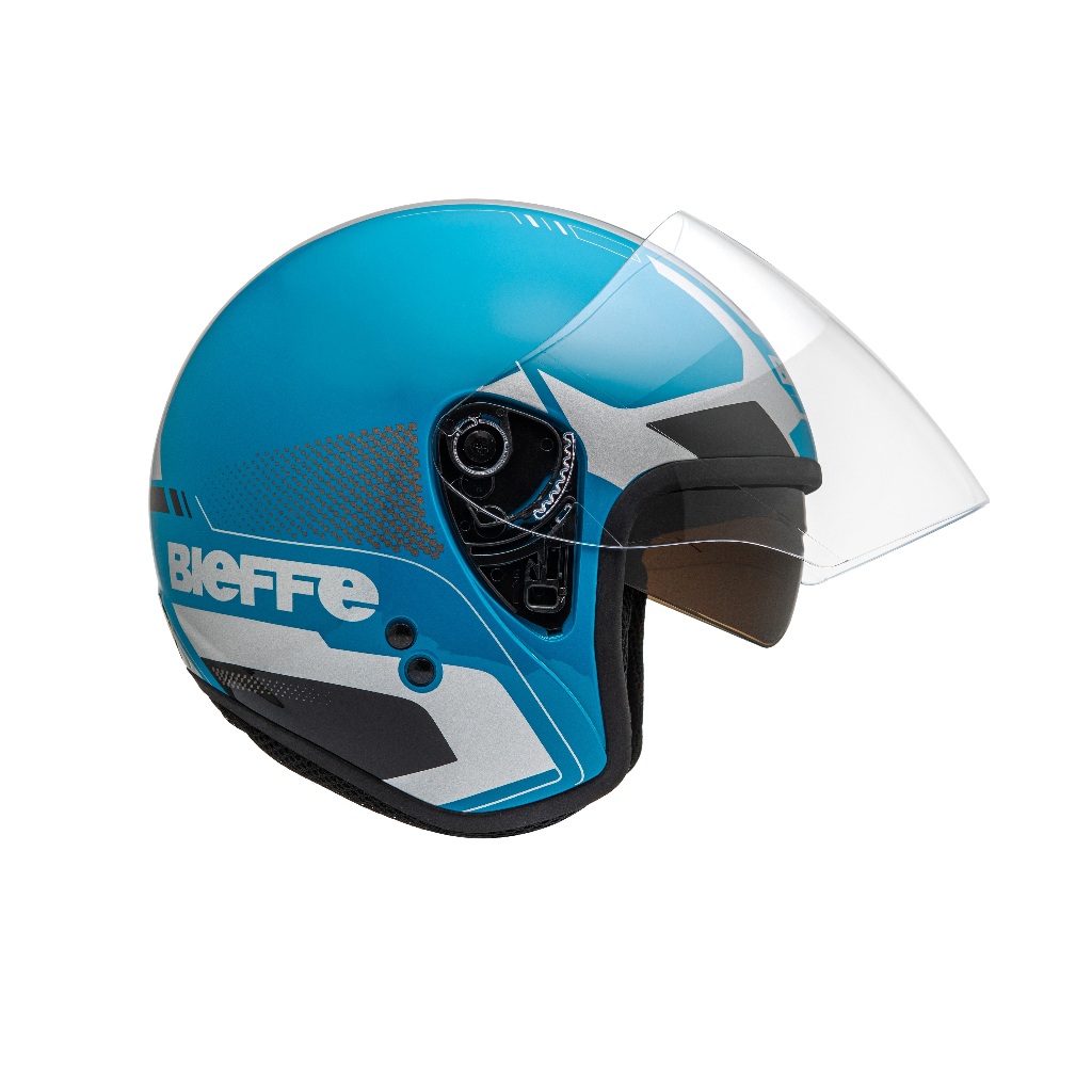 Capacete Moto Aberto Marca Bieffe - Allegro Extent Azul Turquesa Brilho c/ Prata