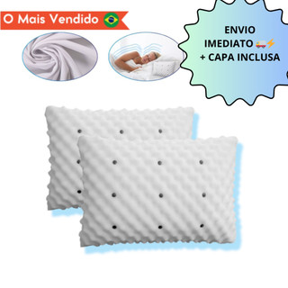 KIT Travesseiro Magnético ALTO ORTOPEDICO + FRONHA DE CETIM Massageador Confortável Infravermelho Terapeutico Luxo