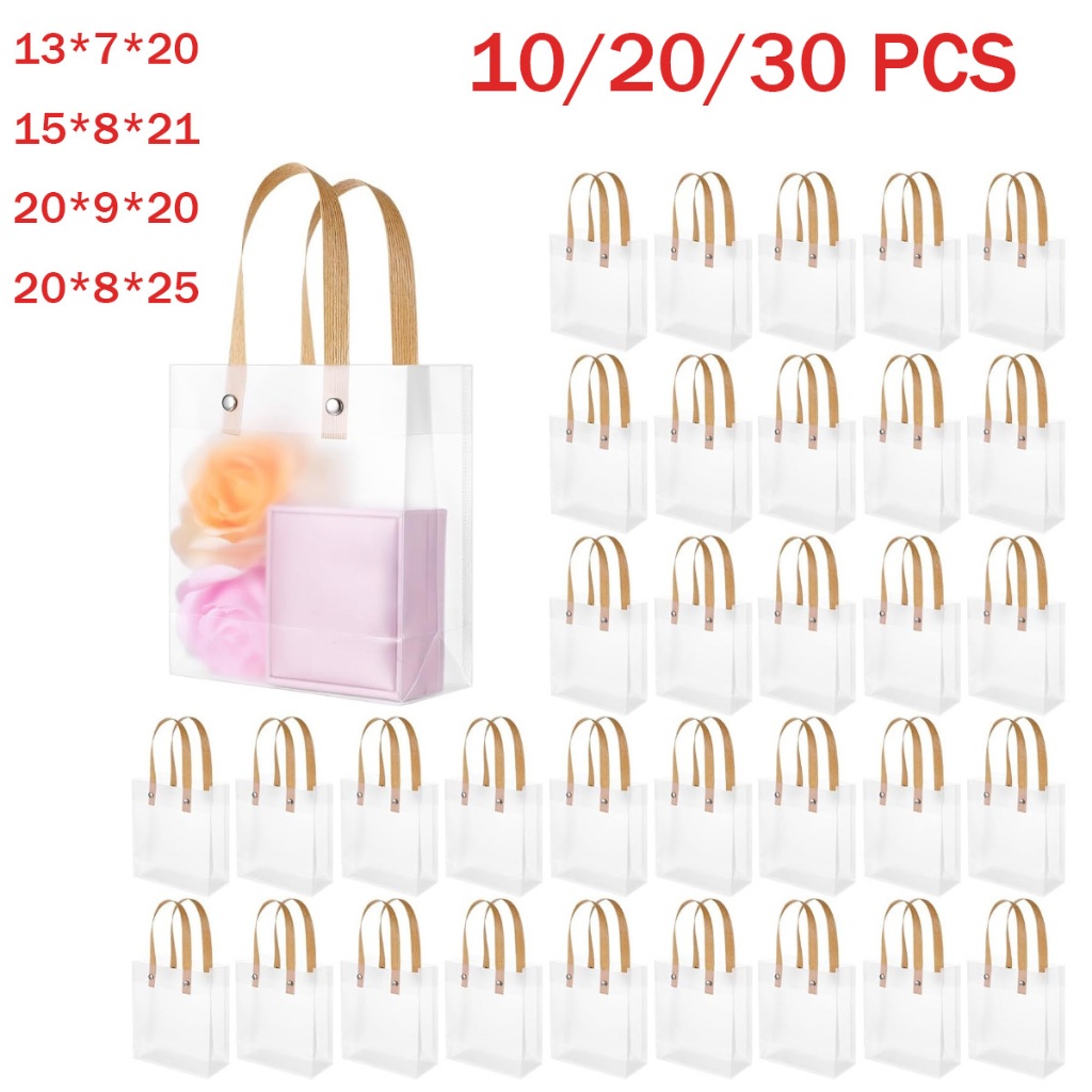 Sacolas Transparentes com Alça - Plástico Reutilizável para Presentes: Casamento, Aniversário, Chá de Bebê