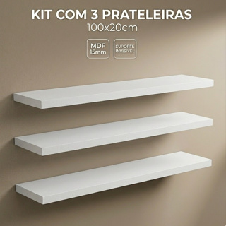 Prateleira para Parede 100x20cm MDF Preto – Kit com 1 a 3 Peças em Oferta na Shopee