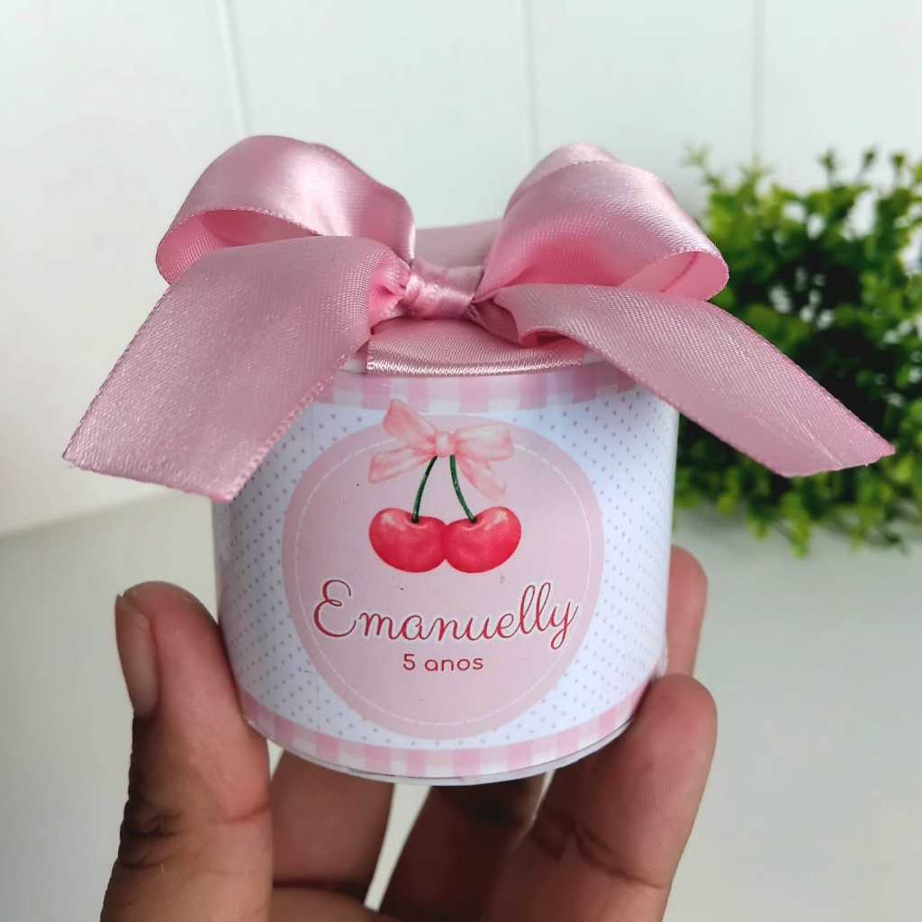 Kit Tubolata Personalizada Lembrancinha para Festa Cerejinha com Poá | Aniversário | Chá de Bebê 5x6