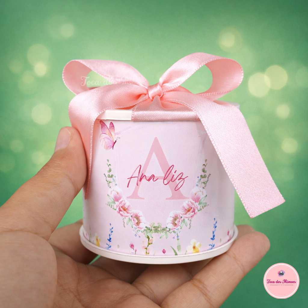 KIT TUBOLATAS PERSONALIZADAS 5X6cm JARDIM DAS BORBOLETAS - LEMBRANCINHAS | CHÁ DE BEBÊ | MATERNIDADE
