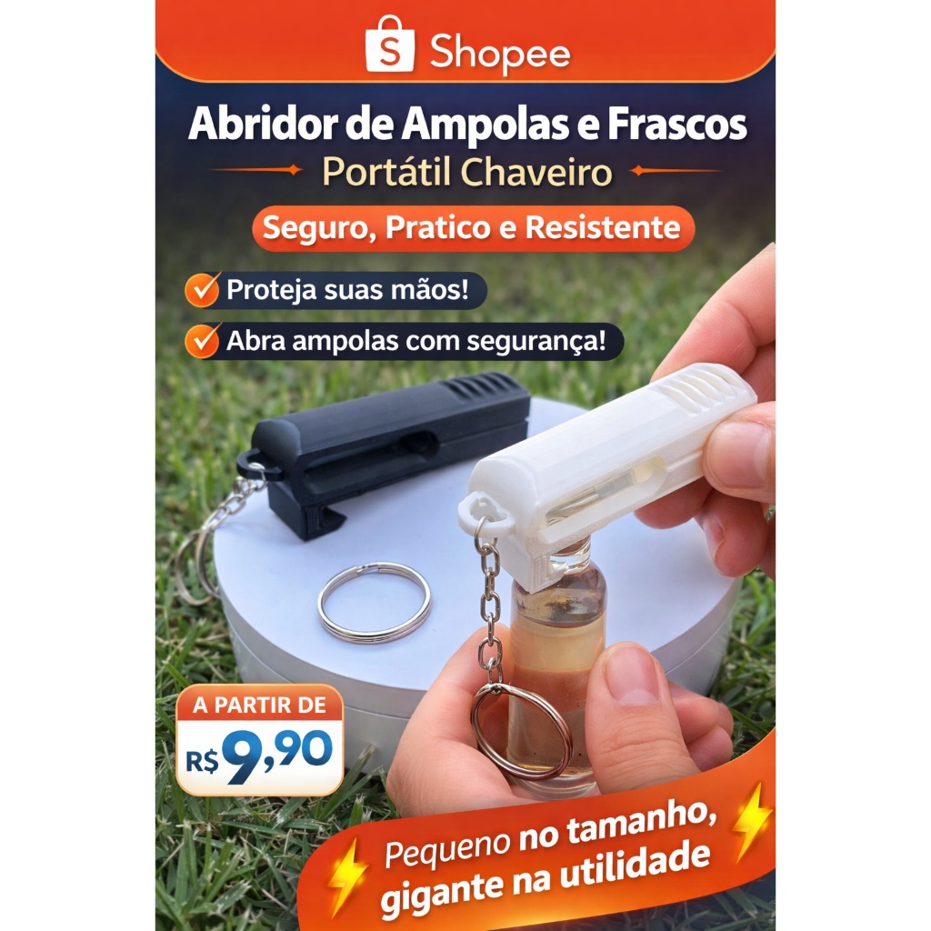Abridor de Ampolas e Frascos Portátil Chaveiro | Seguro, Prático e Resistente — imagem 2 de 2