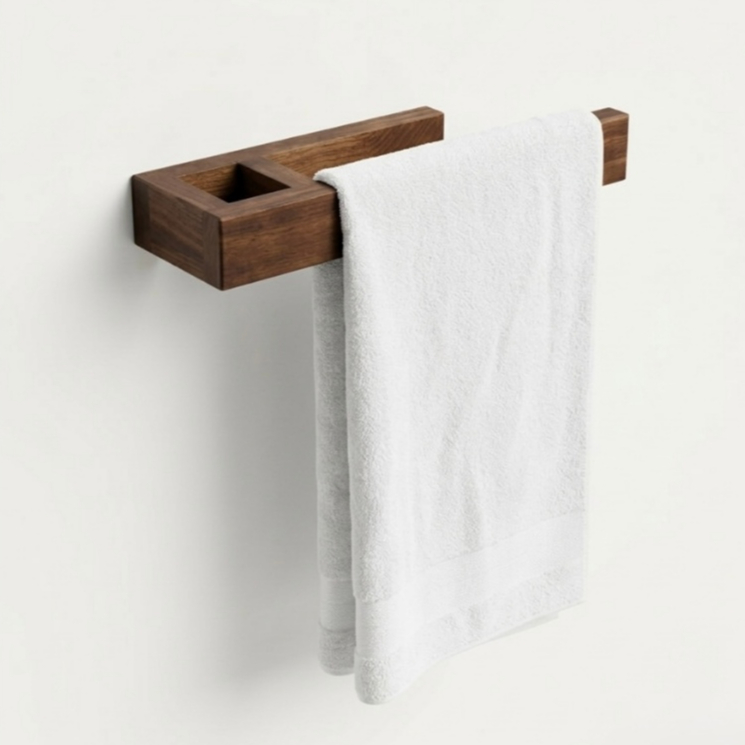 Porta Toalha De Rosto Feito Em Madeira Acabamento Premium Com Proteção Stain Para Banheiro...