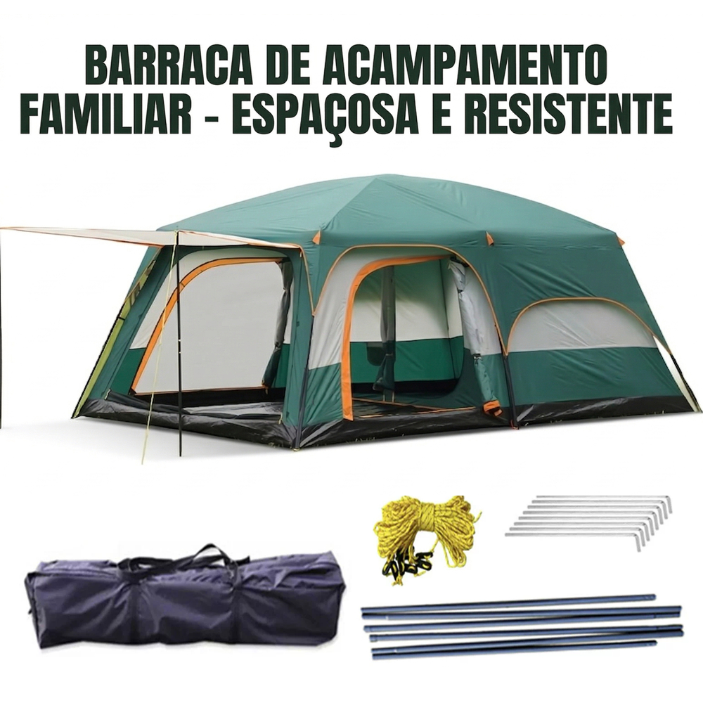 Barraca De Camping Familiar Grande 10-16 Pessoas Impermeável Oxford + Toldo em Oferta na Shopee