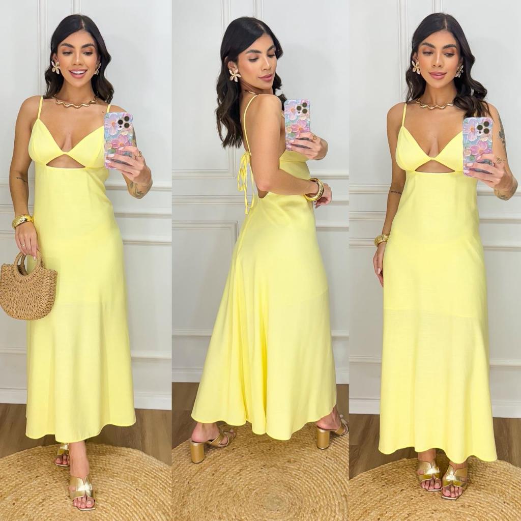 VESTIDO MIDI COM DECOTE V, 💫 COSTAS ABERTAS, ELEGANCIA e CAIMENTO PERFEITO❤️❤️❤️