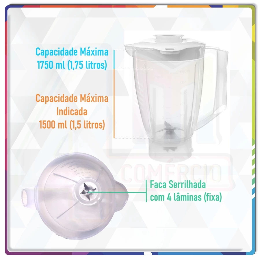 Copo Liquidificador Arno Faciclic | Juicer | Clic' Pro LN30 / LN31 / LN32... Opaco e Transparente — imagem 2 de 2