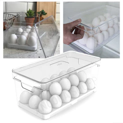Porta Ovos e Organizador de Geladeira Com Tampa Clear Fresh 36 Unidades em Acrílico Ou Multiuso