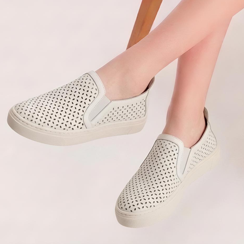 Slip On Branco Feminino Calce Rápido Básico Casual Confortável Para o Dia a Dia Via Bella