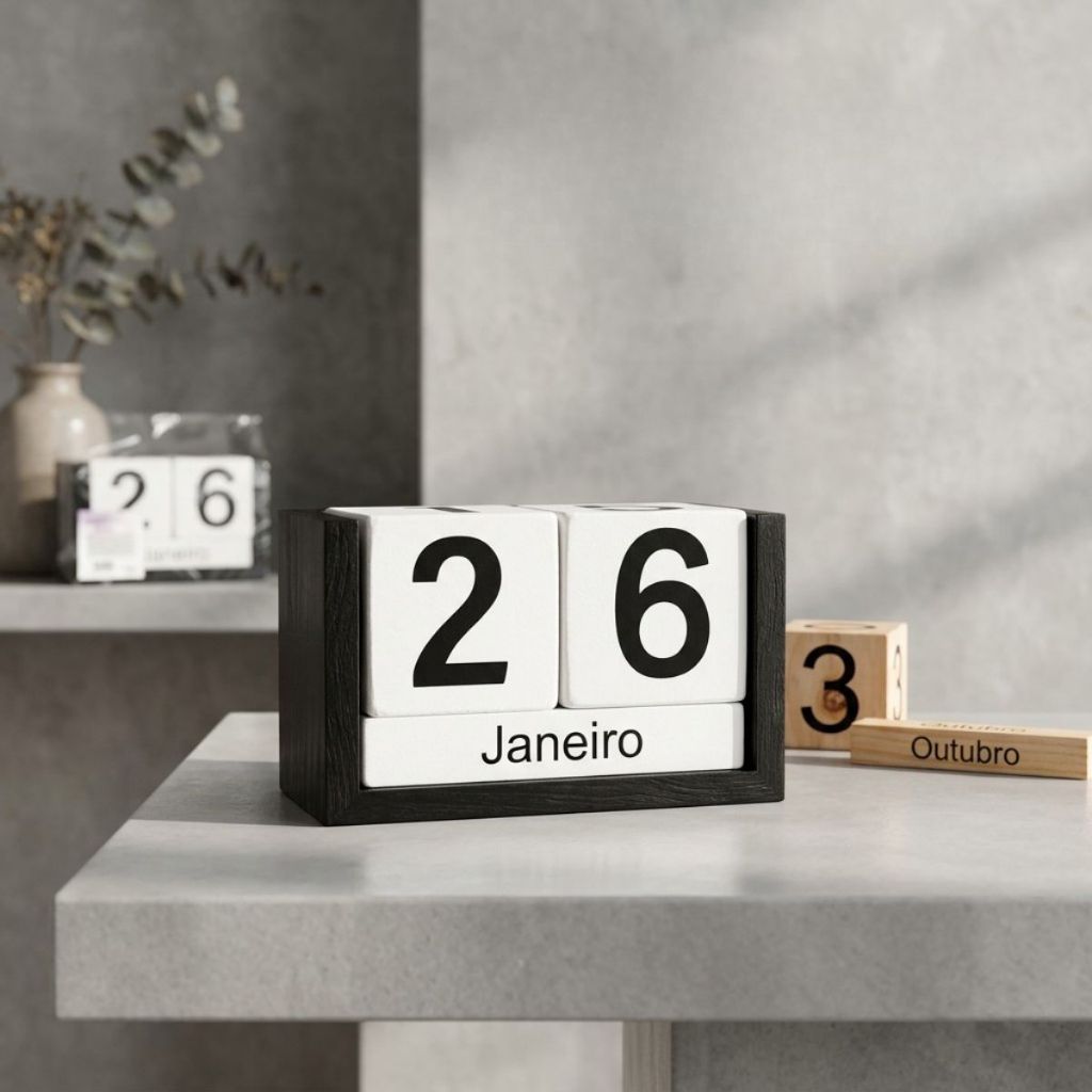 Calendário Permanente de Madeira Decorativo Prático e Sustentável