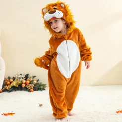 Macacão De Bebê Menino e Menina Confortável Inverno Roupinha Pijama Fantasia Infantil Kigurumi Leão