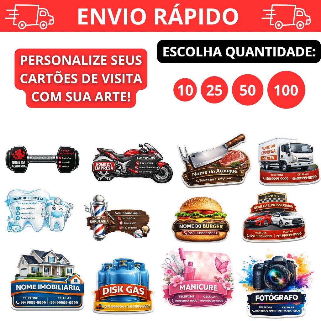 Cartão de Visita Personalizado I Modelos Prontos ou Envie sua Arte