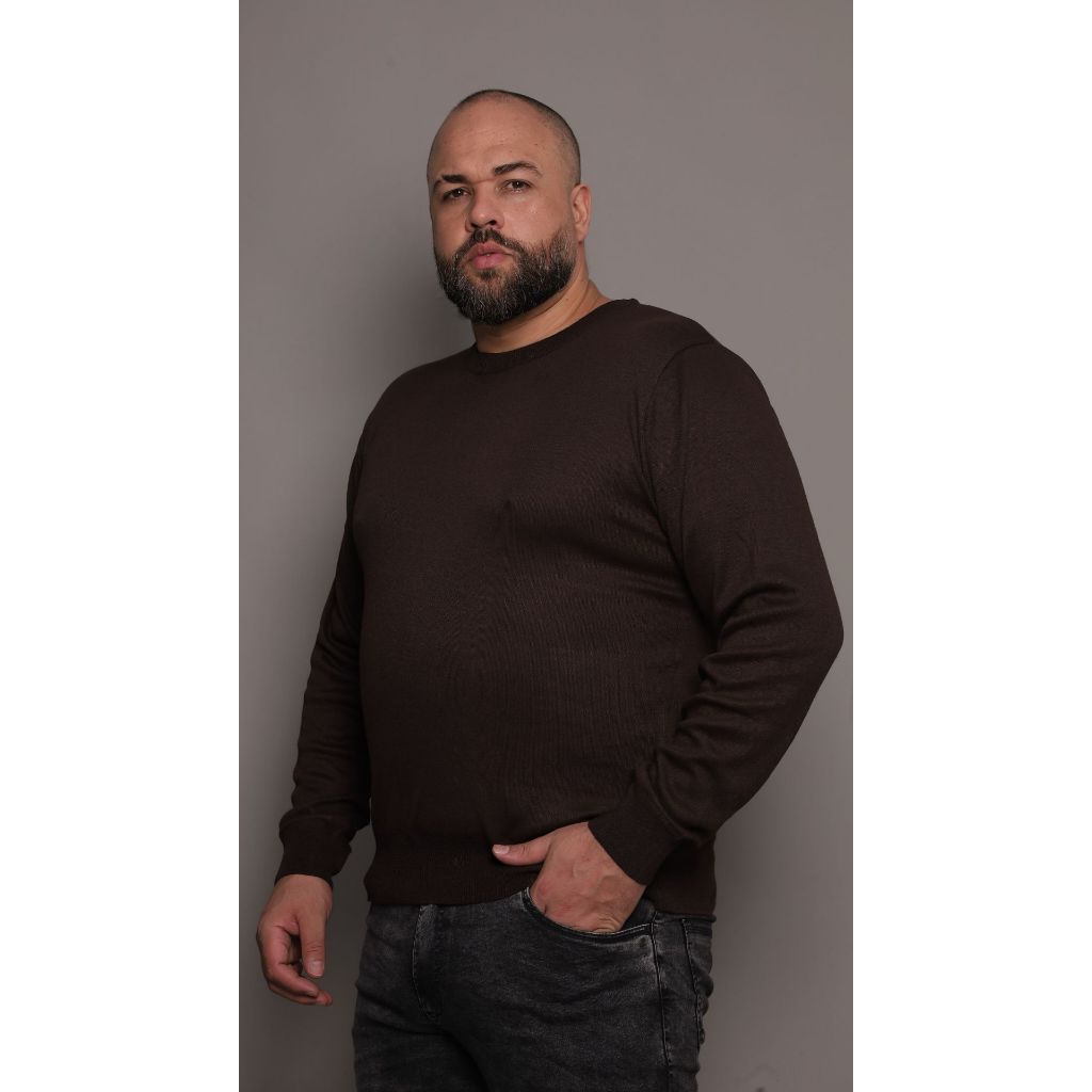 Suéter Plus Size Masculino Gola U Tricot Blusa Frio Social