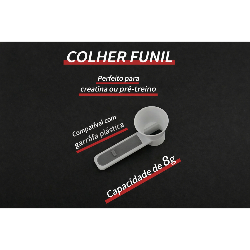 Colher Medidora Scoop 8g Deslizante Dosador Whey Protein Creatina Leite em Pó Mamadeira Funil
