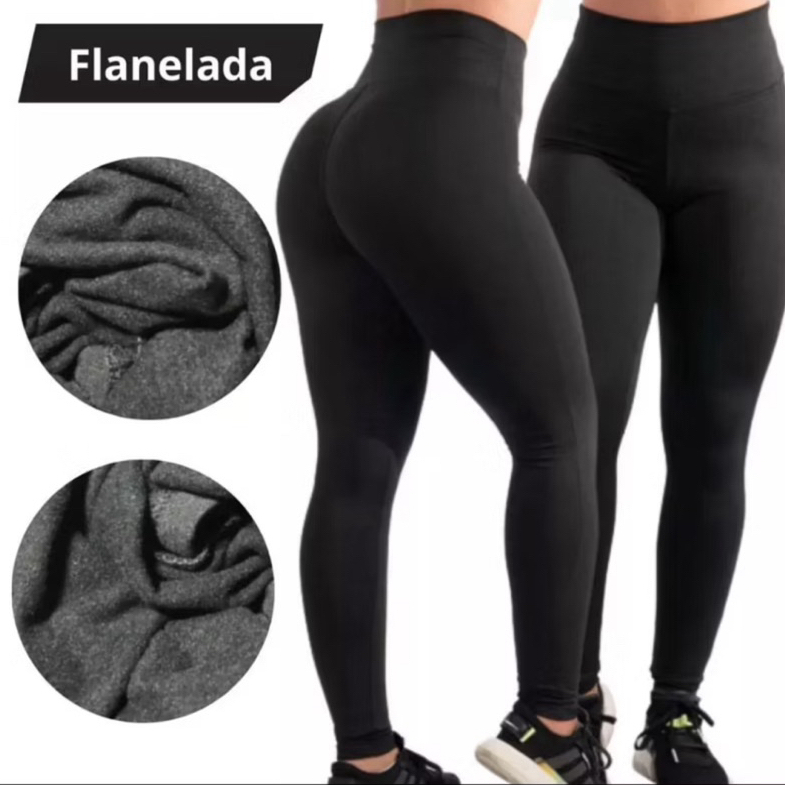 Kit 2 Calça Termica Flanelada Legging Academia Suplex Grossa Modeladora Leg Cintura Alta Peluciada em Oferta na Shopee