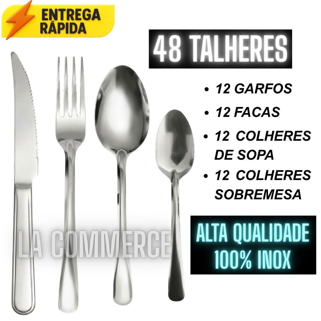 24/48/72/96 Peças Talheres De Aço Inox Garfo Faqueiro Colher De Sobremesa Cozinhas Casa em Oferta na Shopee