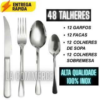 24/48/72/96 Peças Talheres De Aço Inox Garfo Faqueiro Colher De Sobremesa Cozinhas Casa em Oferta na Shopee