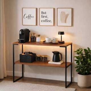 Mesa Aparador Buffet Industrial 90x76cm – Cantinho do Café com 2 Prateleiras MDF (Várias Cores) em Oferta na Shopee