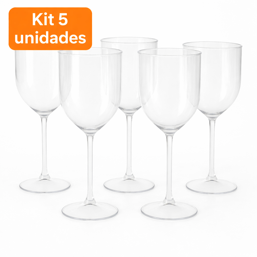 5 Taças De Vinho Acrílico Cristal 330ml ENVIO IMEDIATO E SEGURO em Oferta na Shopee