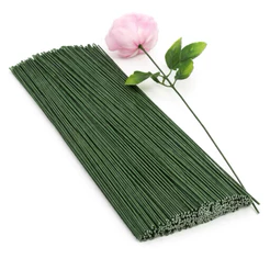 100 Arames N. 18 c/20 a 60 cm cada liso para artesanato esticado Verde Flor de Haste flores galhos de flor floral rosas