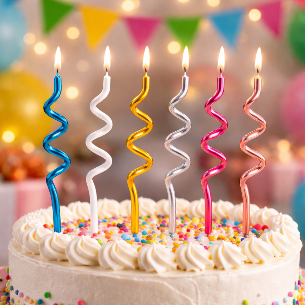 Vela Espiral Metalizada 13cm C/ 4 Unid.