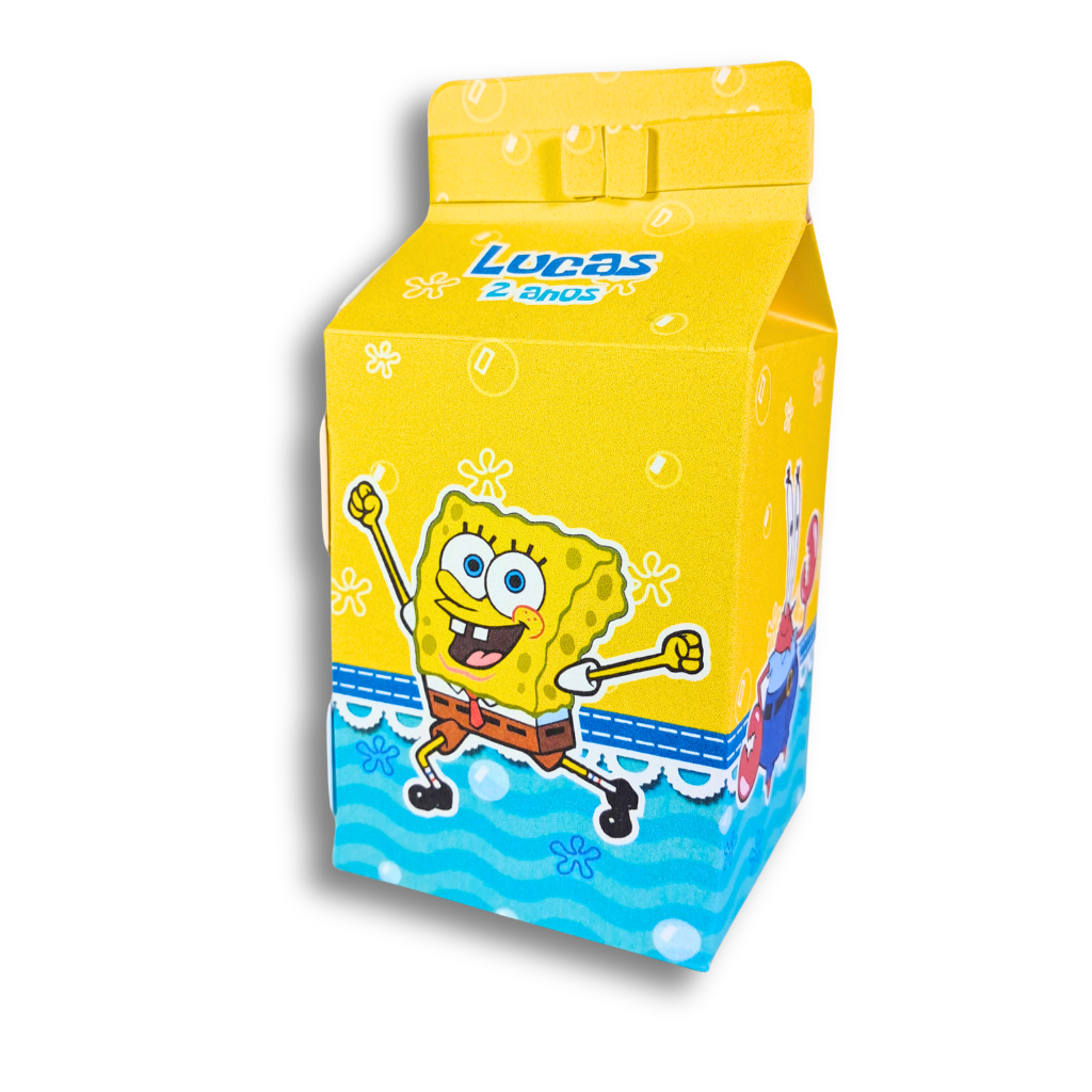 Kit 20 Caixinhas Milk Bob Esponja personalizadas para aniversário de criança