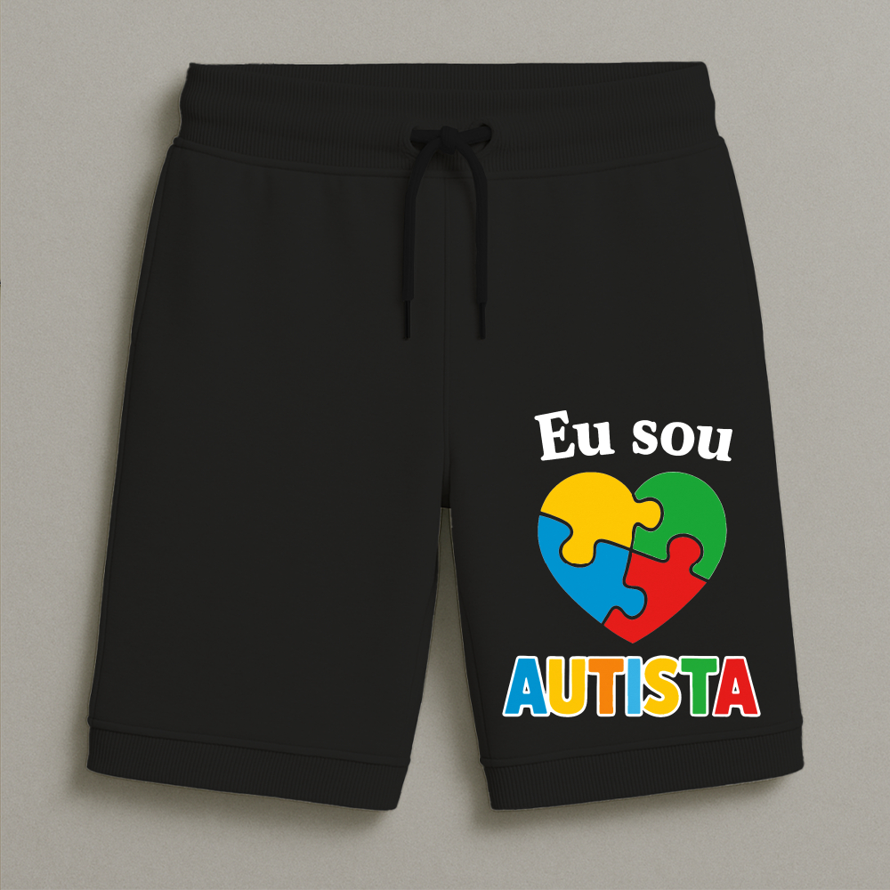 Bermuda Moletom Masculina Infantil Estampada Especial Coração Conforto Streetwear Do Tamanho 8 Ao 16
