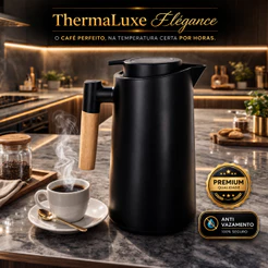 Garrafa Térmica Cinza Espacial Amsterdã Elegance 1L Cabo de Madeira Café Chá Cor Sortida Preta ou Cinza