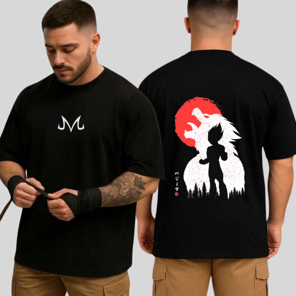 Camiseta Oversized Vegeta Majin Boo 100% Algodão Premium Streetwear Academia Treino