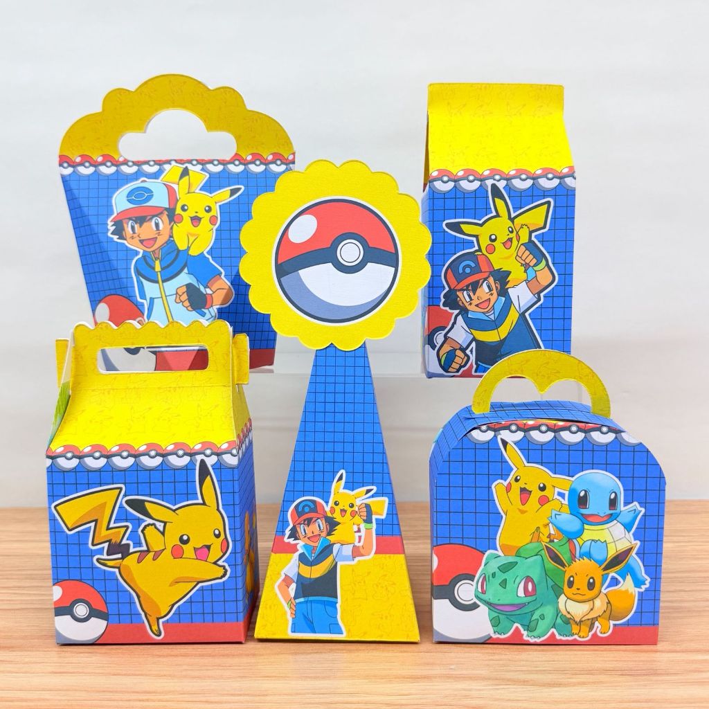 KIT FESTA PRONTA ENTREGA POKEMON Personalizado PEGUE E MONTE Lembrancinhas - Caixinhas