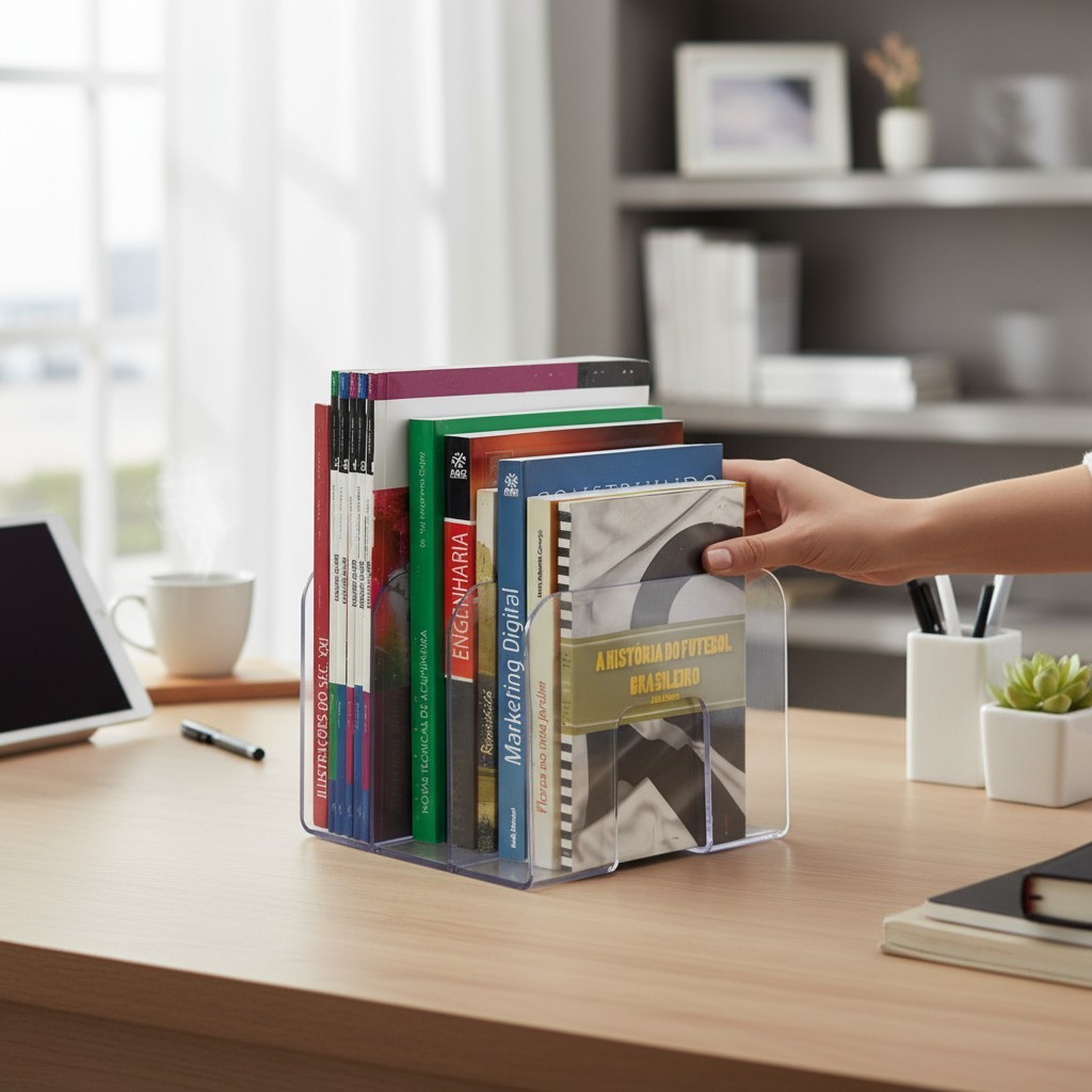 Porta Livros Aparador Maxcril Standard Suporte disco vinil apoio Revistas Organizador Estudos Waleu