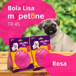 2 Bola Lisa MACIÇA MyPetOne Rosa 45mm Brinquedo RESISTENTE Para Cães