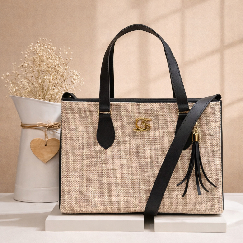 Gaby Show - Tecido, Bolsa Média Transversal Feminina Em Couro Sintético, Tiracolo, Elegante, Passeio