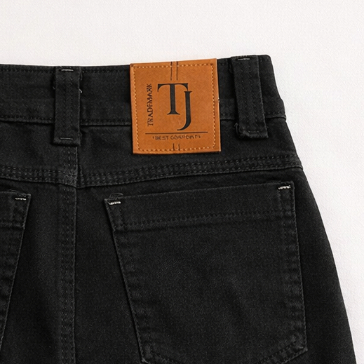 Saia Jeans e Sarja Básica Casual Preta Barra Desfiada Juvenil para Meninas — imagem 2 de 2