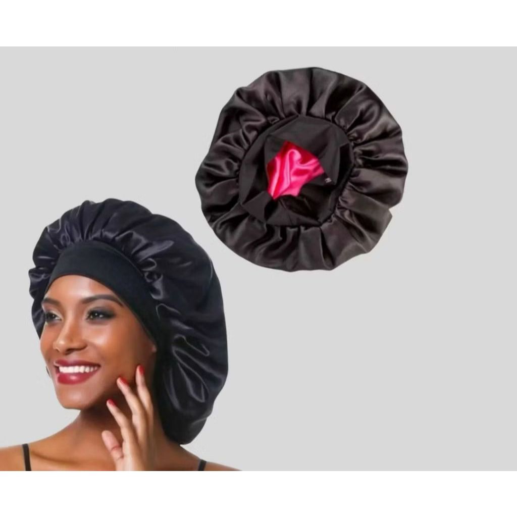 Touca de Cetim Dupla face Com Faixa Larga Chapéu De Dormir Para Mulheres Anti Frizz