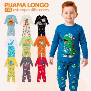Kit Sortido 2, 4 ou 10 Peças Pijamas Infantil Menino Manga Comprida Pijaminha Infantil Ma…